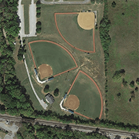 Arial view of softball field